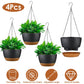 4-Piece Hanging Planters with Drainage and Self-Watering Trays
