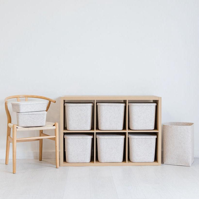 Sculpted Storage Bins with Lids Set of Three