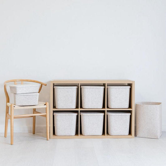 Sculpted Storage Bins with Lids Set of Three