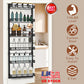 Over The Door Pantry Organizer 6-Tier Pantry Door Organizer Carbon Steel 110LBS Loading Easy Install Behind Door Storage For Closet Kitchen Bathroom 5