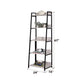Natural & Black Ladder Bookshelf with 5 Fixed Shelves - 24" Wide