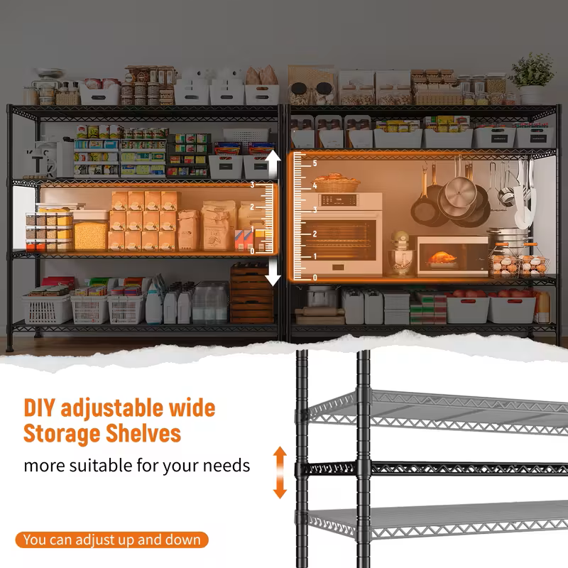 Adjustable Wire Storage Shelving Rack with Multiple Tiers