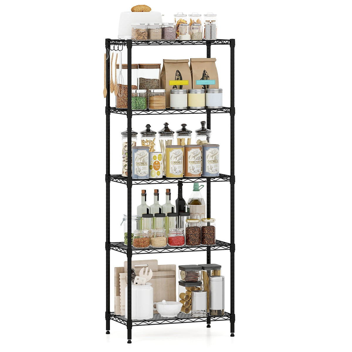5-Tier Metal Storage Shelving Unit with V-Shaped Rack