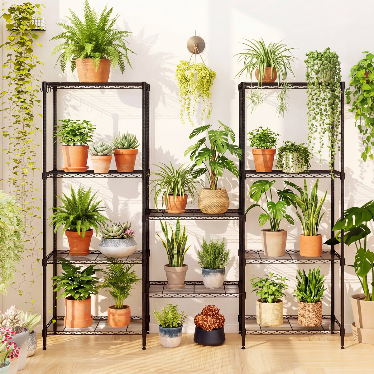 5-Tier Metal Storage Shelving Unit with V-Shaped Rack