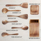 STORE INDYA 8 Piece Wooden Spoons for Cooking,Wood Kitchen Cooking Utensil Set for Nonstick Pans and Cookware | Wooden Utensil Set with Spoon Rest and Holder | Lightweight, Heat Resistant, Non Toxic