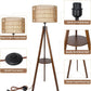 Boho Tripod Floor Lamp with Wood Shelves