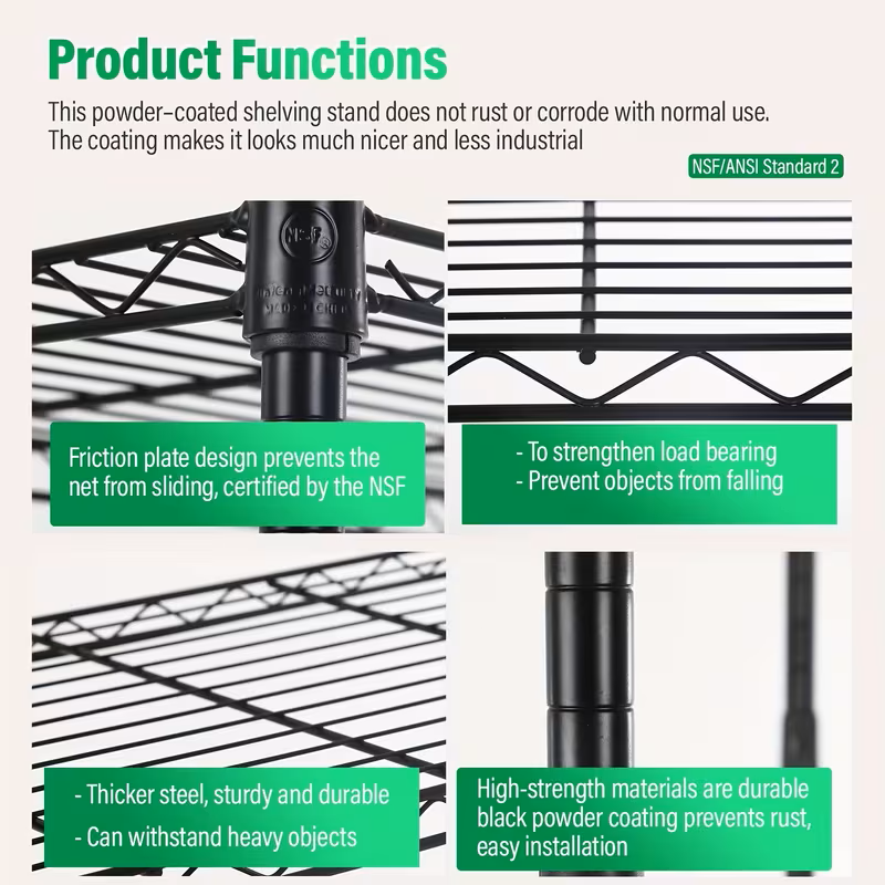 Adjustable Wire Storage Shelving Rack with Multiple Tiers
