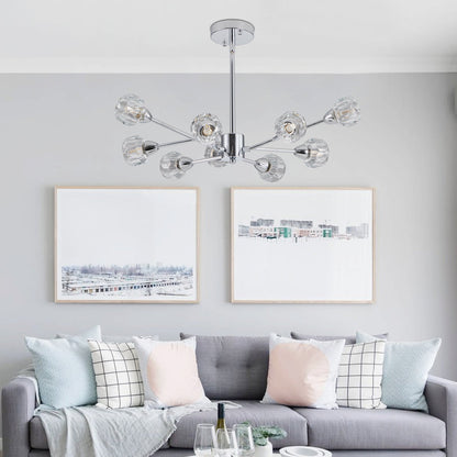 Modern 9-Light Chrome Crystal Chandelier for Home