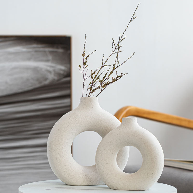 Unglazed Spotted Ceramic Vase for Modern Home Decor