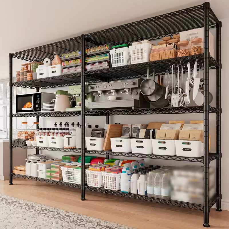 Adjustable Wire Storage Shelving Rack with Multiple Tiers