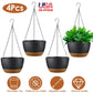4-Piece Hanging Planters with Drainage and Self-Watering Trays