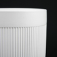 3-Piece White Stoneware Planter Set with Line Texture