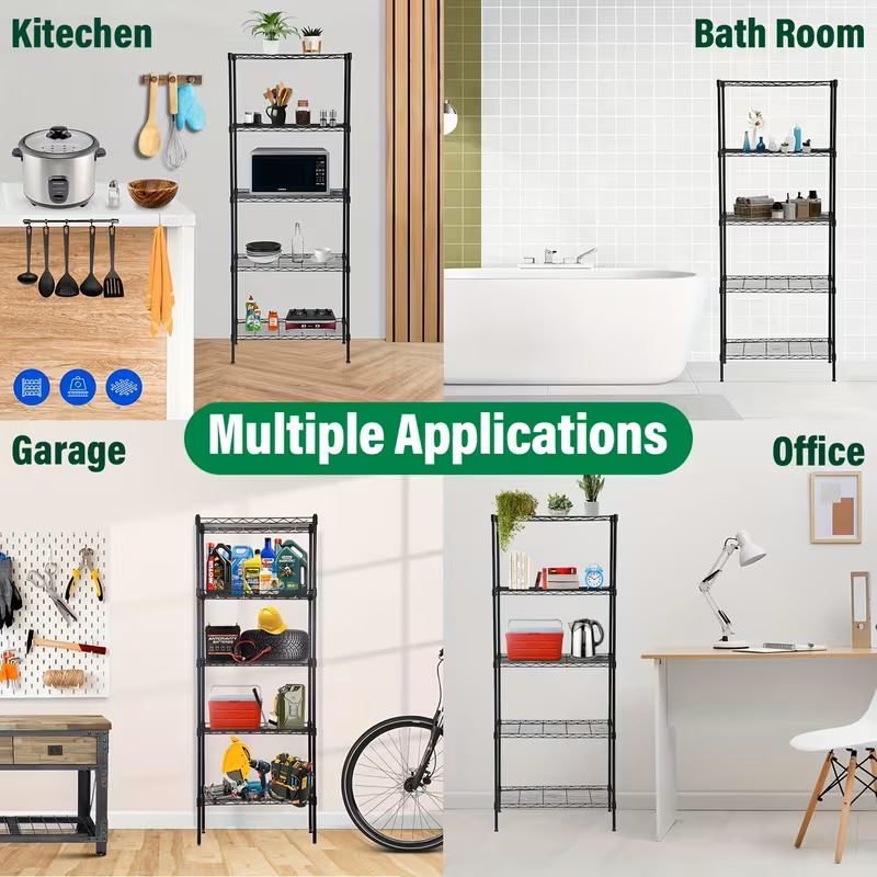 Adjustable Wire Storage Shelving Rack with Multiple Tiers
