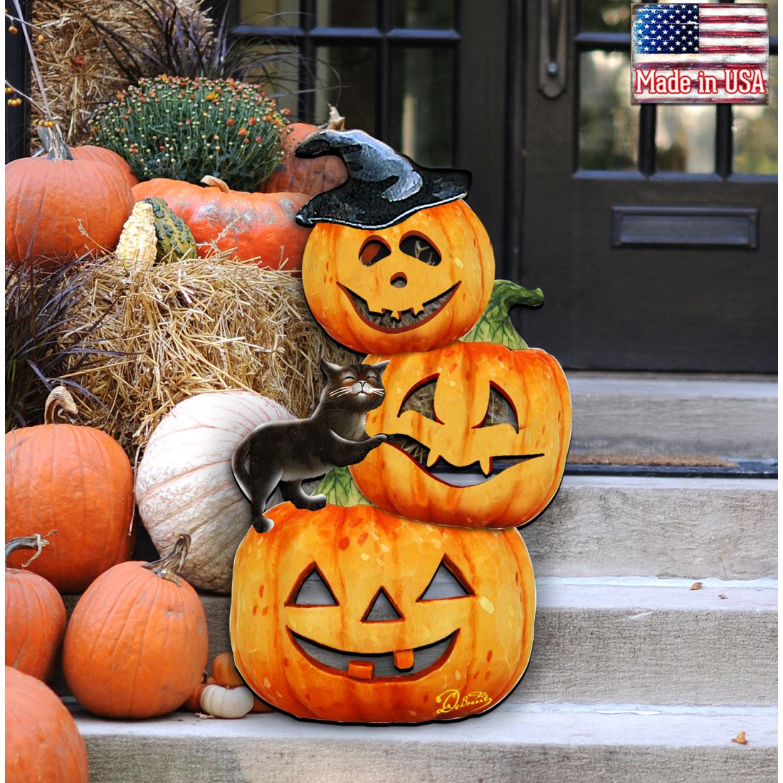 Scary Stacking Pumpkins Halloween Door Decor by G. DeBrekht - Thanksgiving Halloween Decor - 8158415H