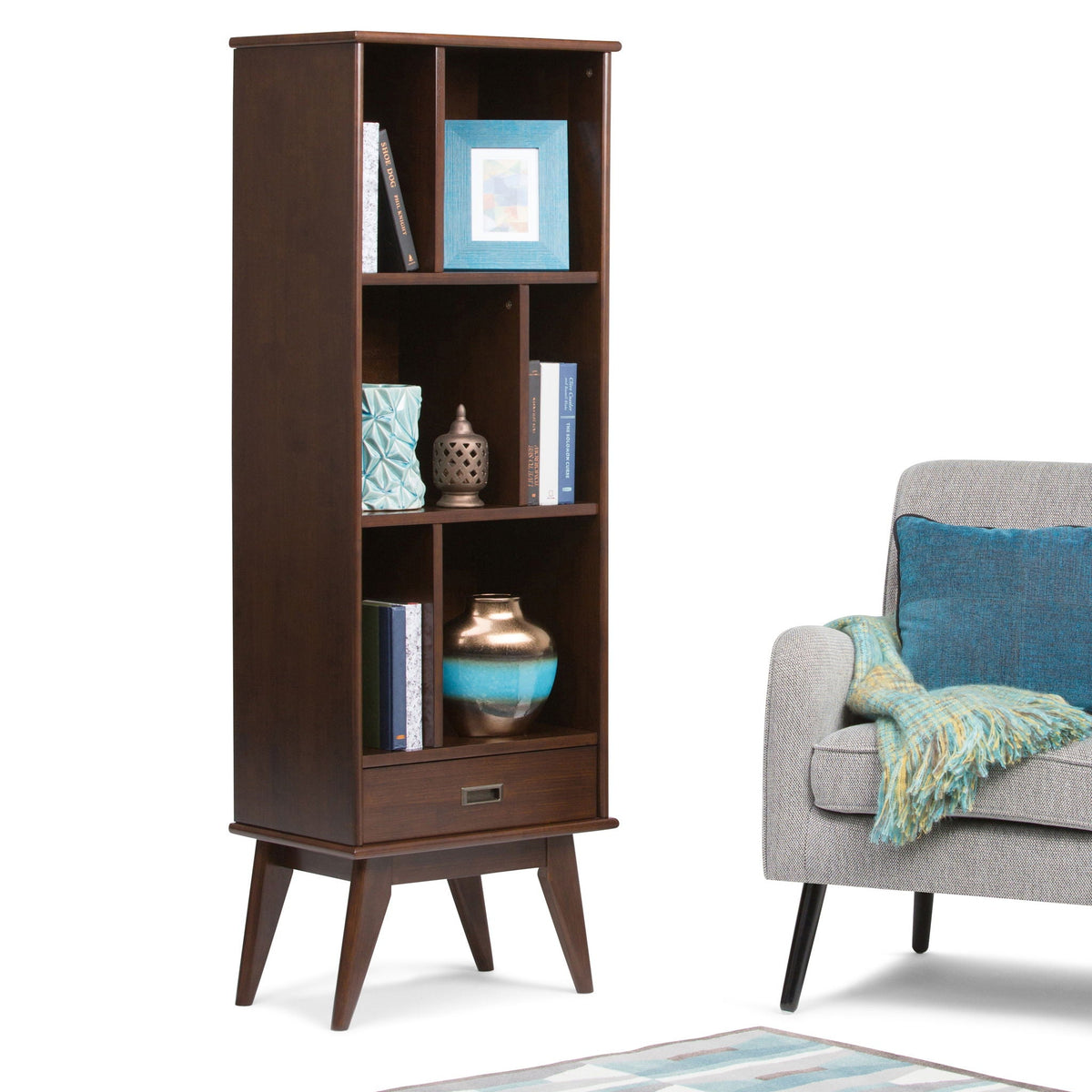Draper Mid Century Wide Bookcase Storage Unit