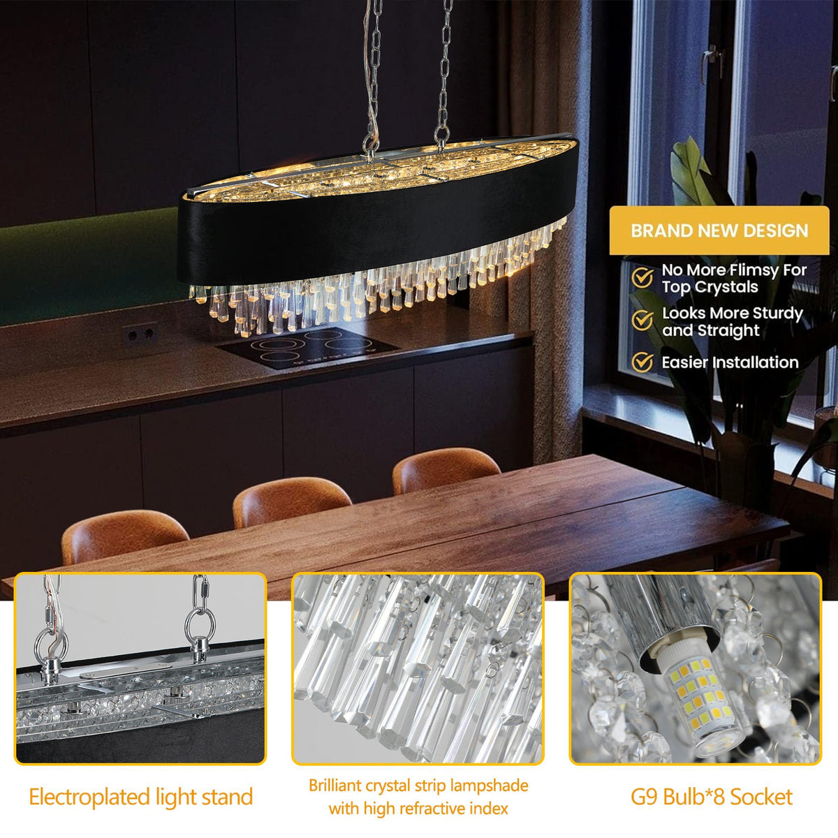 Modern Crystal Chandelier for Luxury Living Room Decor