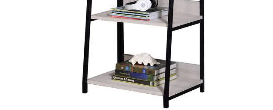Natural & Black Ladder Bookshelf with 5 Fixed Shelves - 24" Wide