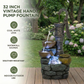 32'' H Large Outdoor Fountain with Vintage Pump