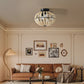Wood Beaded Fan Chandelier in Oak White Finish