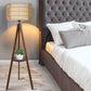 Boho Tripod Floor Lamp with Wood Shelves