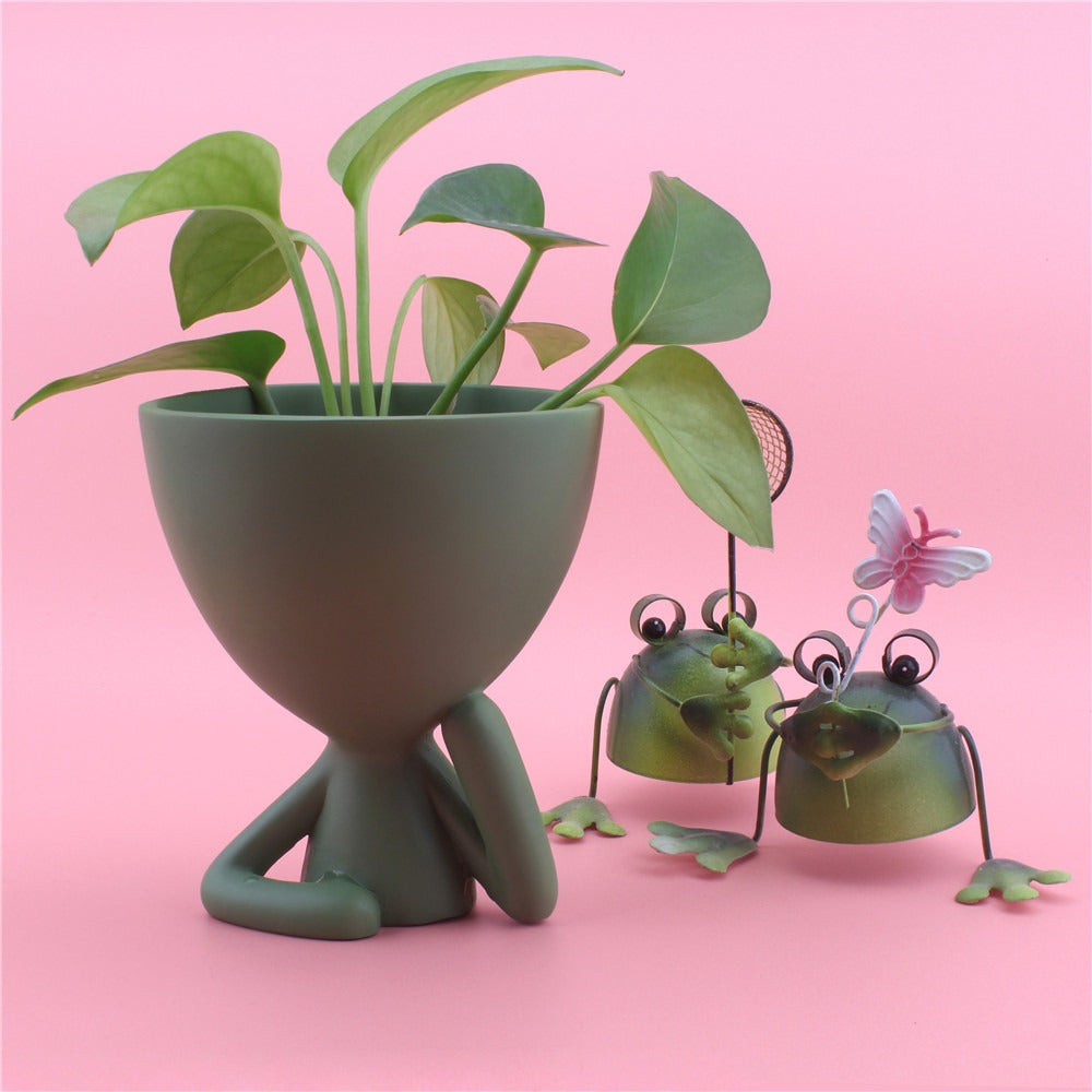Cartoon Abstract Cheek Support Figurine for Desktop Decor