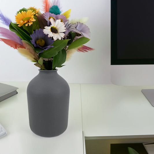 Matte Black Metal Vase for Dried Flowers Decor