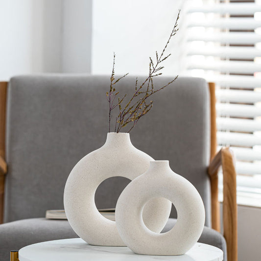 Unglazed Spotted Ceramic Vase for Modern Home Decor