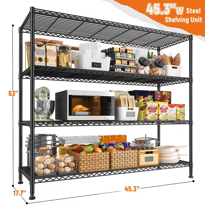 Adjustable Wire Storage Shelving Rack with Multiple Tiers
