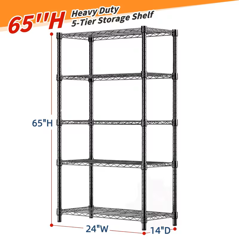 Adjustable Wire Storage Shelving Rack with Multiple Tiers