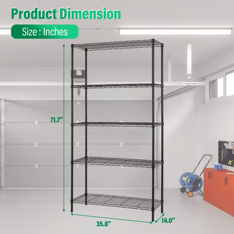 Adjustable Wire Storage Shelving Rack with Multiple Tiers