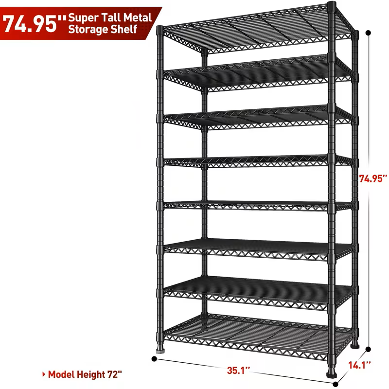 Adjustable Wire Storage Shelving Rack with Multiple Tiers