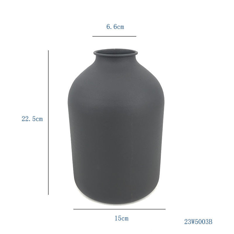 Matte Black Metal Vase for Dried Flowers Decor