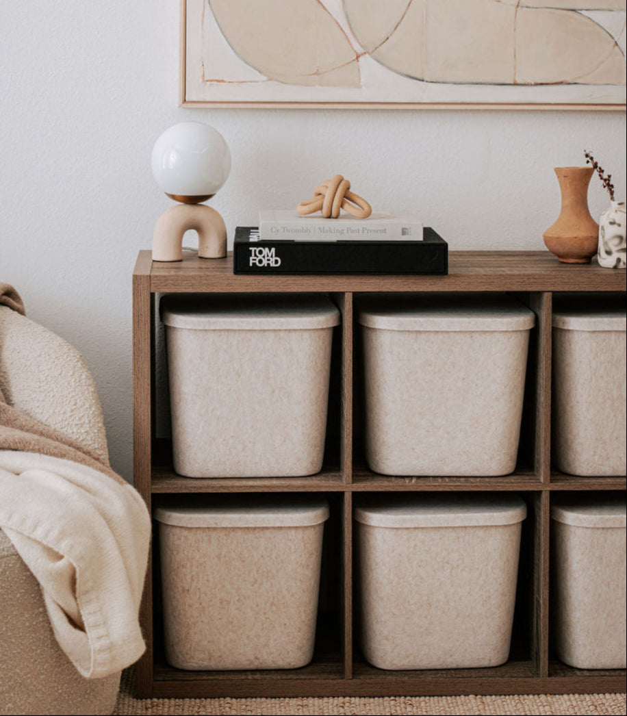 Sculpted Storage Bins with Lids Set of Three