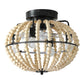 Wood Beaded Fan Chandelier in Oak White Finish