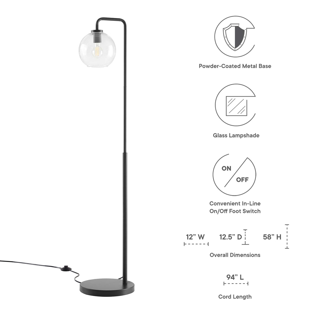 Silo Glass Globe and Metal Floor Lamp