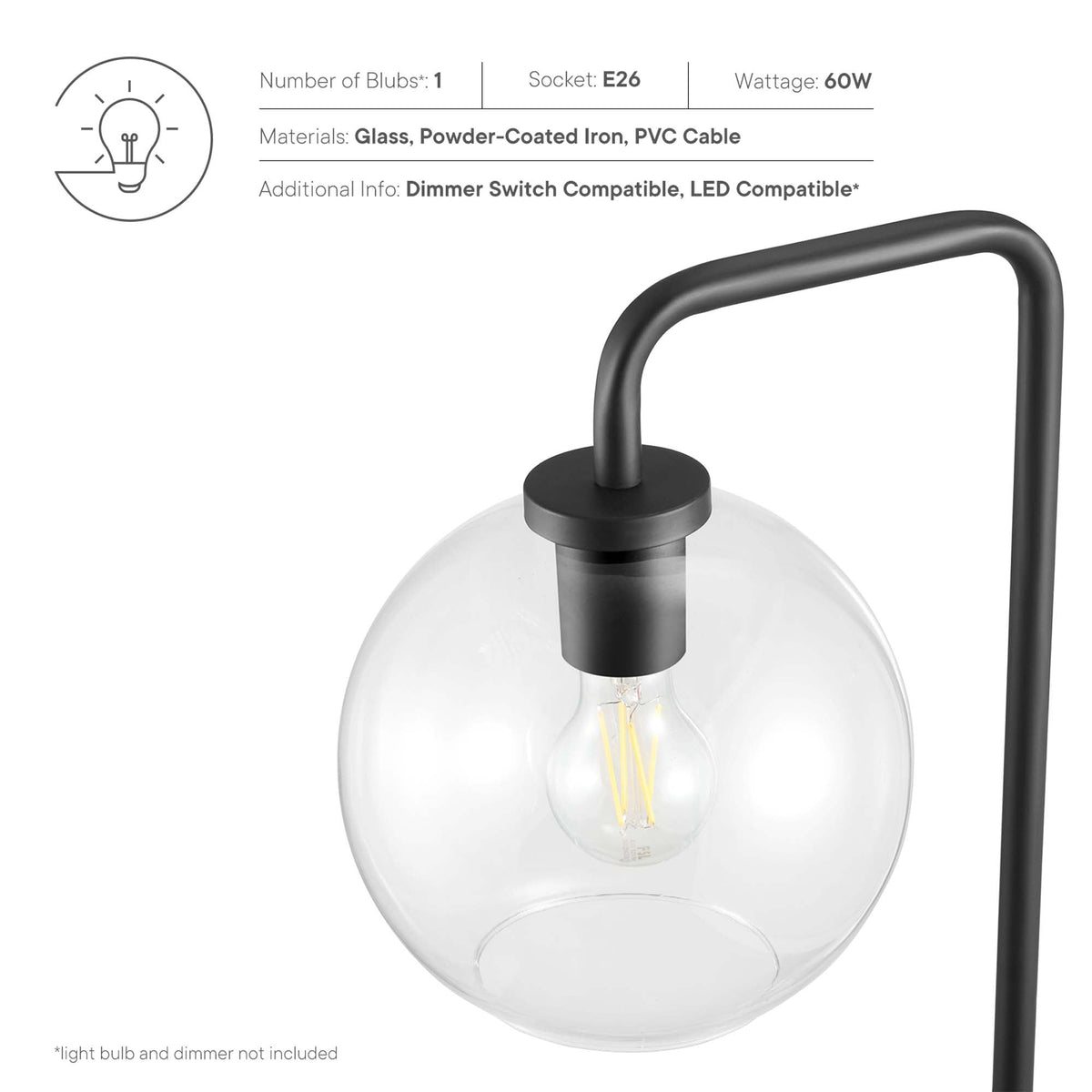 Silo Glass Globe and Metal Floor Lamp