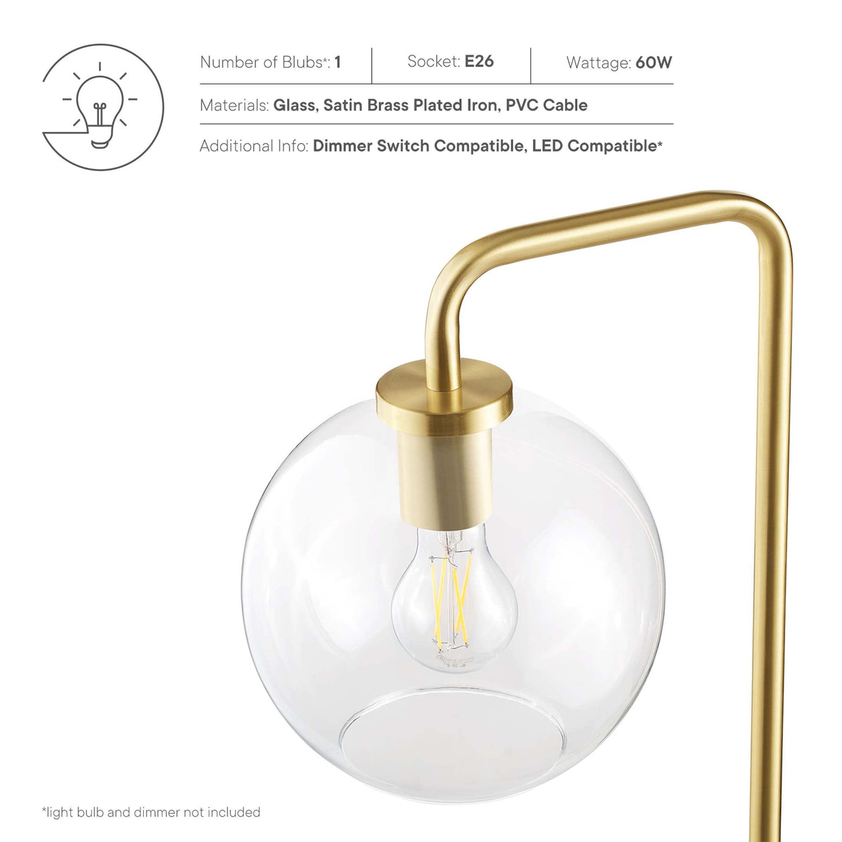 Silo Glass Globe and Metal Floor Lamp
