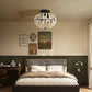 Wood Beaded Fan Chandelier in Oak White Finish