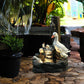 Solar Resin Duck Garden Fountain with LED Squirrel