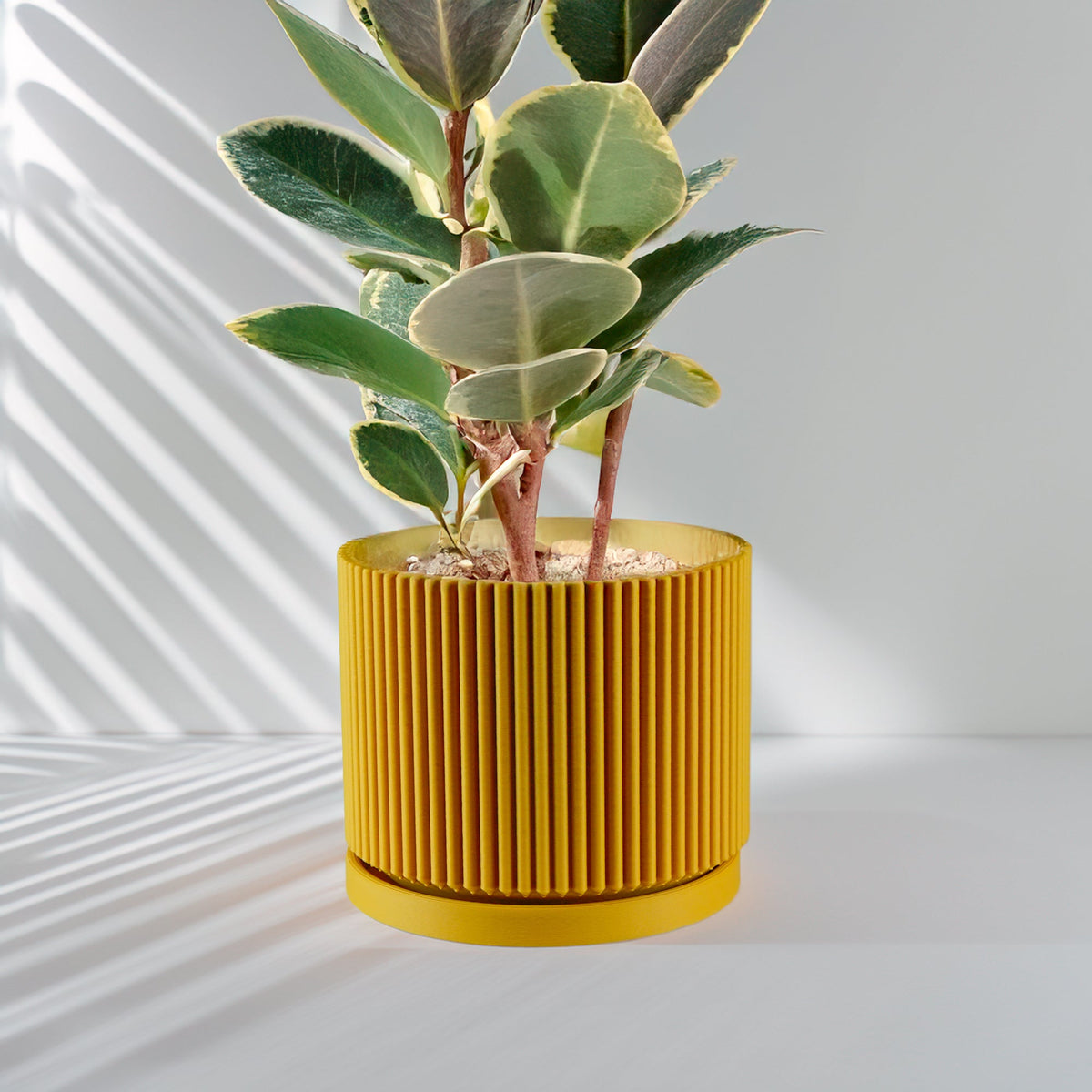 Mid Century Ribbed Planter for Modern Home Decor