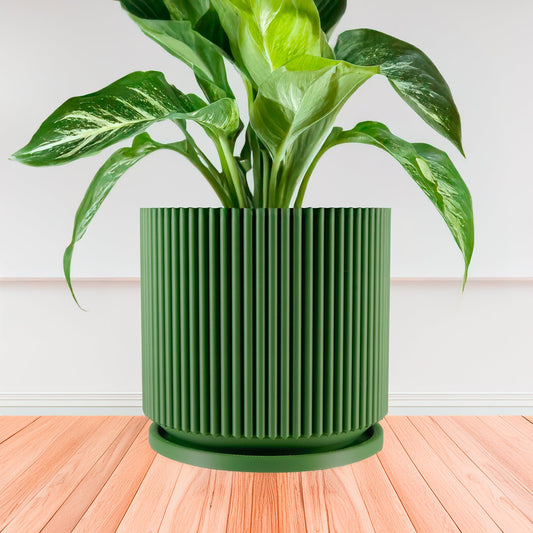 Mid Century Ribbed Planter for Modern Home Decor