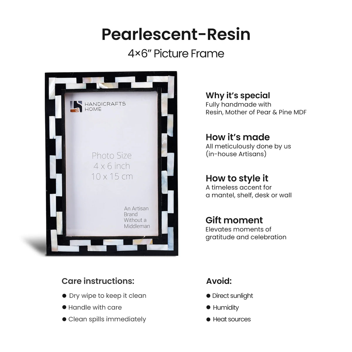 Pearlescent Tiptoe Mother of Pearl Resin Picture Frames