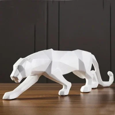 Abstract Geometric Panther Resin Statue for Home Office