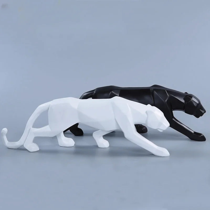Abstract Geometric Panther Resin Statue for Home Office