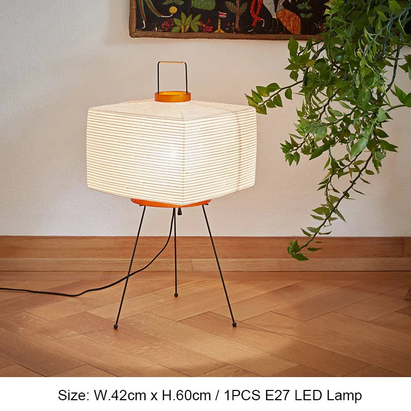 Japanese Wabi Sabi Tripod Floor Lamp with Rice Paper