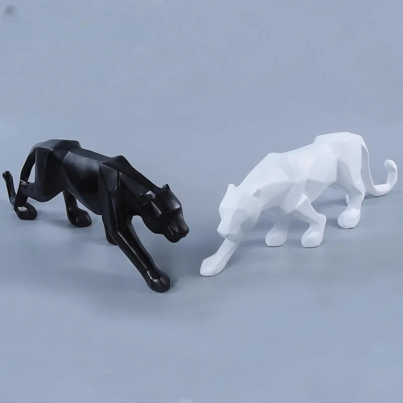 Abstract Geometric Panther Resin Statue for Home Office