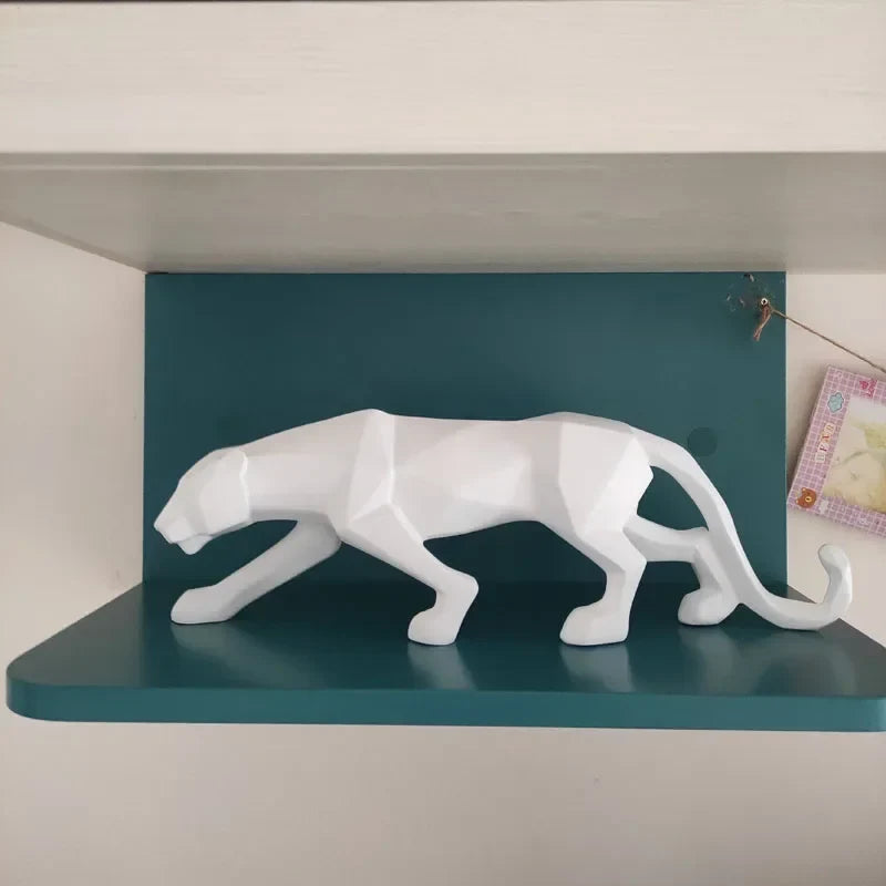 Abstract Geometric Panther Resin Statue for Home Office