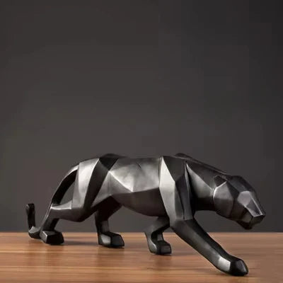Abstract Geometric Panther Resin Statue for Home Office