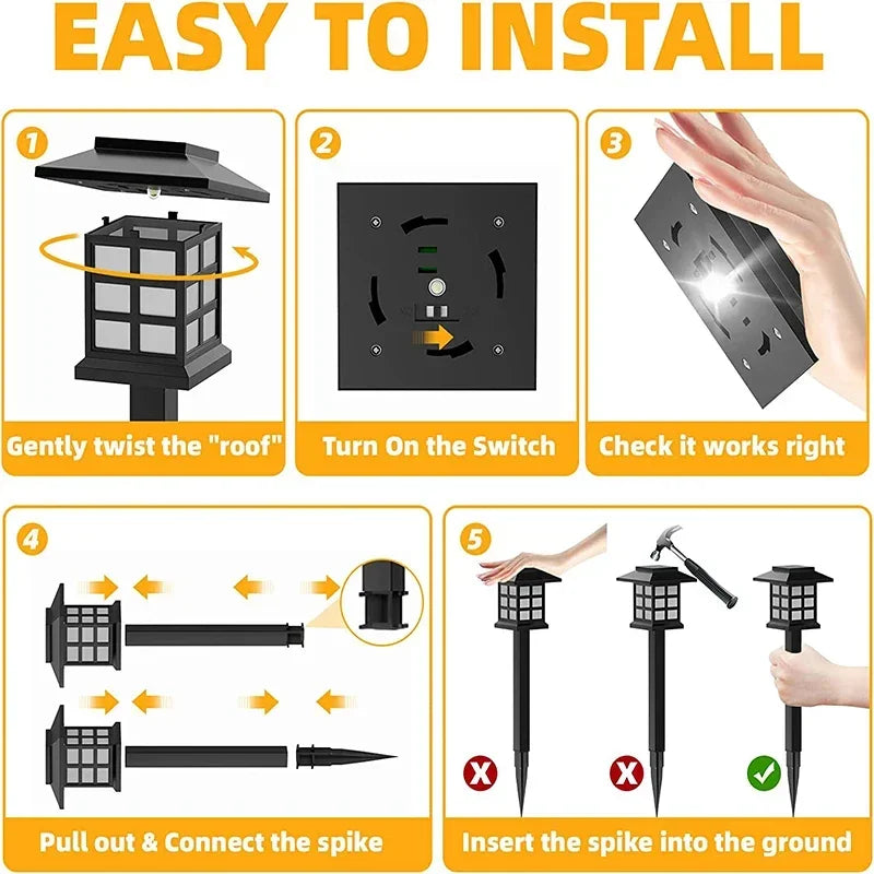 Solar LED Waterproof Pathway Lights for Outdoor Gardens