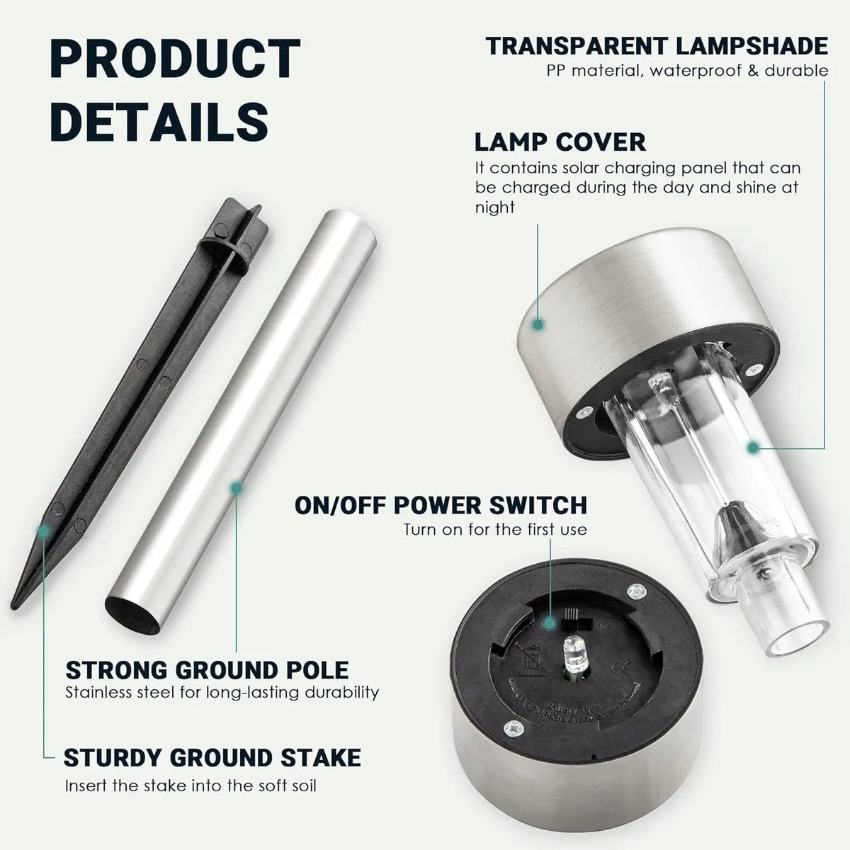 Solar Outdoor LED Garden Light for Pathways